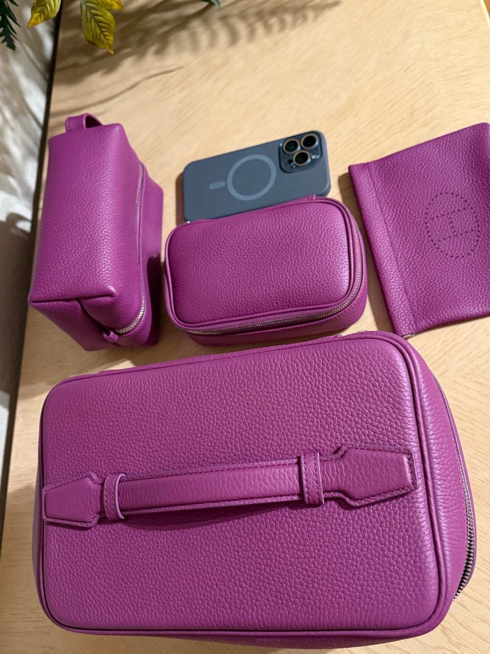 Purple 🍇Leather Make-up & Accessories Organizer Bags 4-Pieces Set